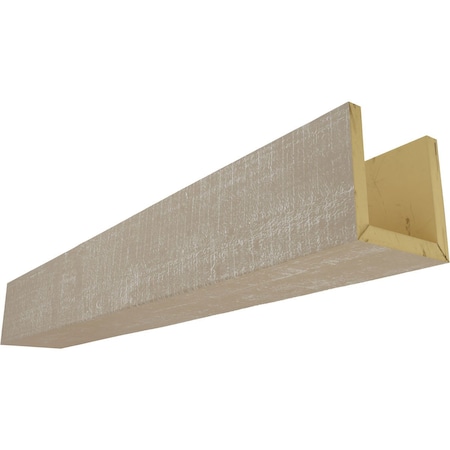 3-Sided (U-beam) Rough Cedar Endurathane Faux Wood Ceiling Beam, White Washed, 10W X 6H  X 8'L